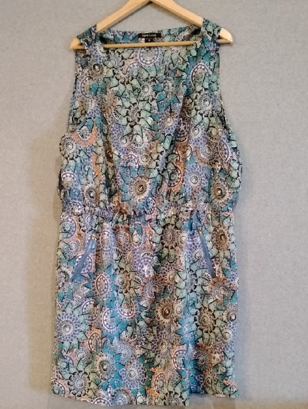 New Look Multicolor Paisley Sleeveless Dress with Teal & Coral Accents